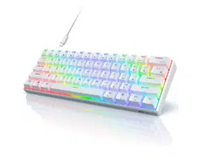 Royal Kludge RK 61 Mini White Mechanical Keyboard - Red Switch - Wired and Bluetooth - Arabic English