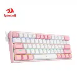REDRAGON Fizz K617 RGB 60% Mini Gaming Keyboard - Red Switch - White & Pink