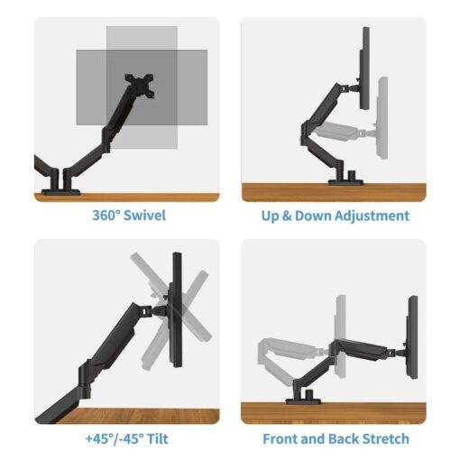 Dual Monitor Arm Desk Stand Flexible Gas Spring - Image 2