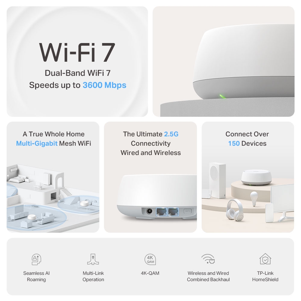 TP-Link Deco BE25 (3-Pack) BE3600 Whole Home Mesh Wi-Fi 7 System - Image 2
