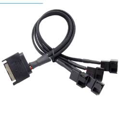 SATA to 5x fan female connectors Fan Sleeved Power Splitter Cable Adapter