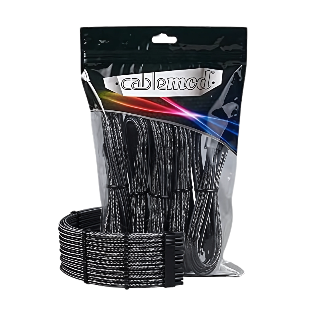 CableMod Pro ModMesh Sleeved 12VHPWR StealthSense Cable Extension Kit (Carbon, 16-pin to Triple 8-pin) (Black)