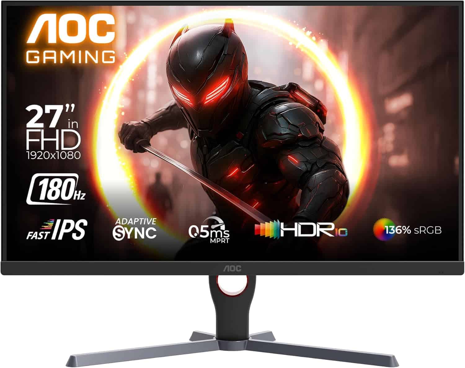 AOC 27G11E Gaming Monitor 27-inch Full HD 1920x1080, HDR10, IPS Panel Type, 180Hz Refresh Rate, 0.5ms