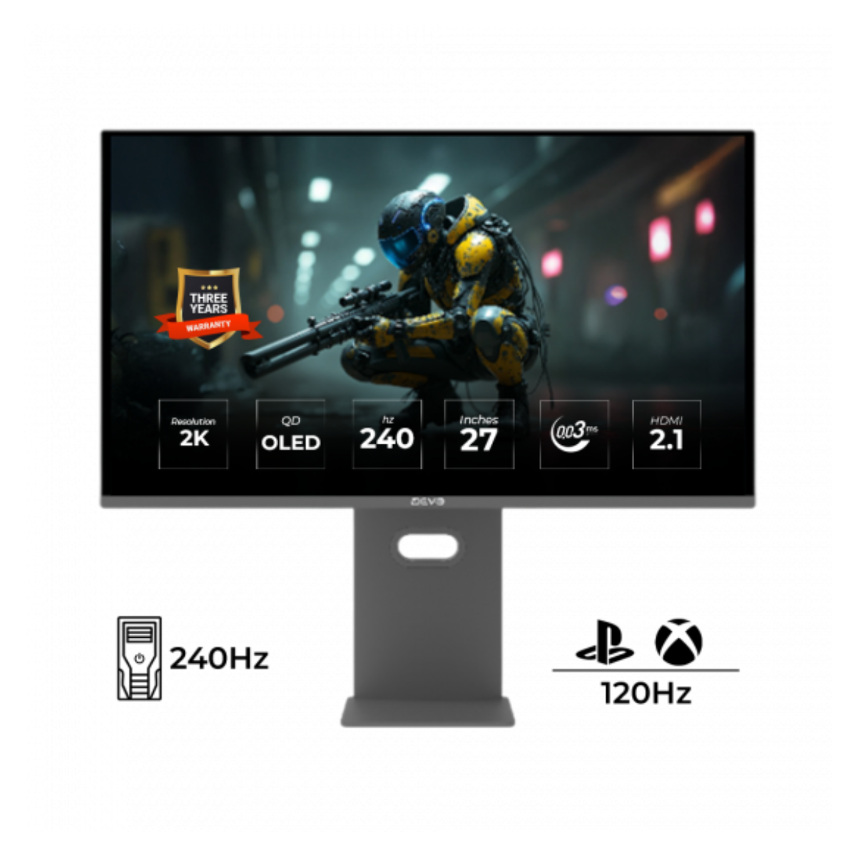 Devo Gaming Monitor - DQO27240 - 27" QD-OLED 2K 240hz 0.03ms